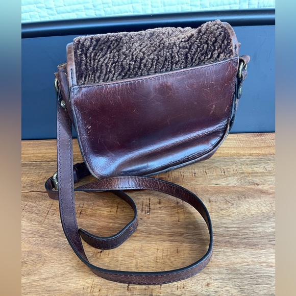 PATRICIA NASH laser cut Sherpa Collection La Cruz Saddle Bag Chocolate - Picture 3 of 5